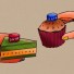 Illustration of two hands exchanging desserts labeled “data” — one holds a layered cake with binary code, the other a chocolate cupcake — symbolizing data sharing or collaboration.